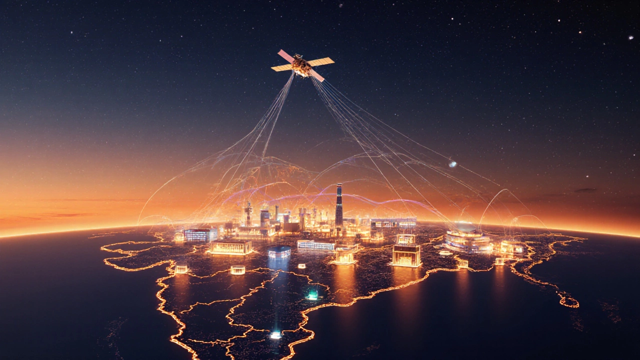 Futuristic Indian semiconductor park glowing at dusk, symbolizing 2030 growth.